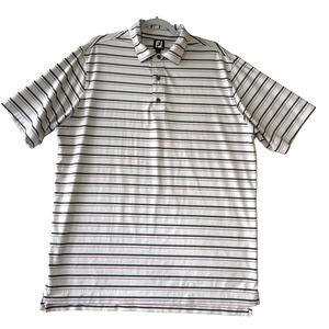 FootJoy FJ Golf Polo Shirt Mens Size XL Short Sleeve Striped White Gray Pink